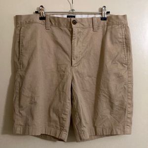 Size 34 waist J Crew ‘Re-Imagined’ 9” inseam khaki shorts.